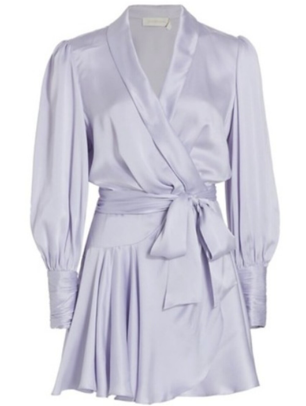 Zimmermann ✨ Light Purple Long Sleeve Wrap Dress with Tie Waist